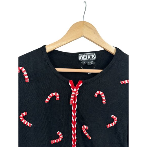 Berek VTG Christmas Sweater Womens Size M‎ Candy Canes Holiday Beaded Grannycore - Picture 9 of 11